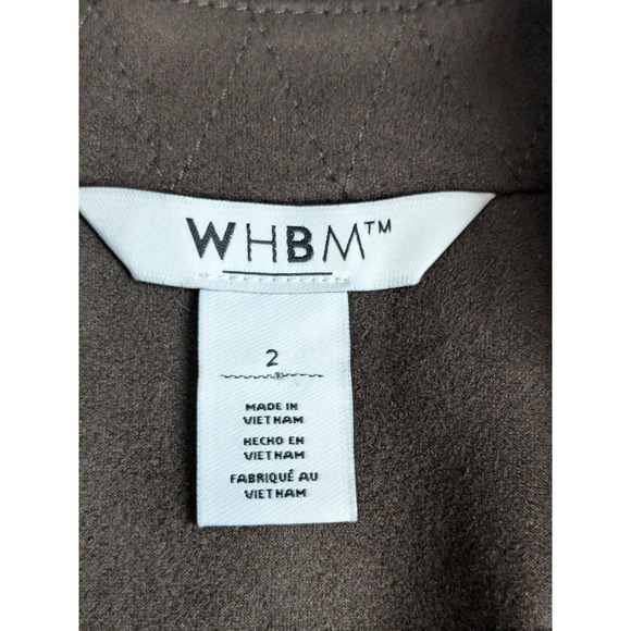 WHBM Brown Faux Suede Long Sleeve Zip Front Moto Jacket Size 2 - Picture 5 of 9